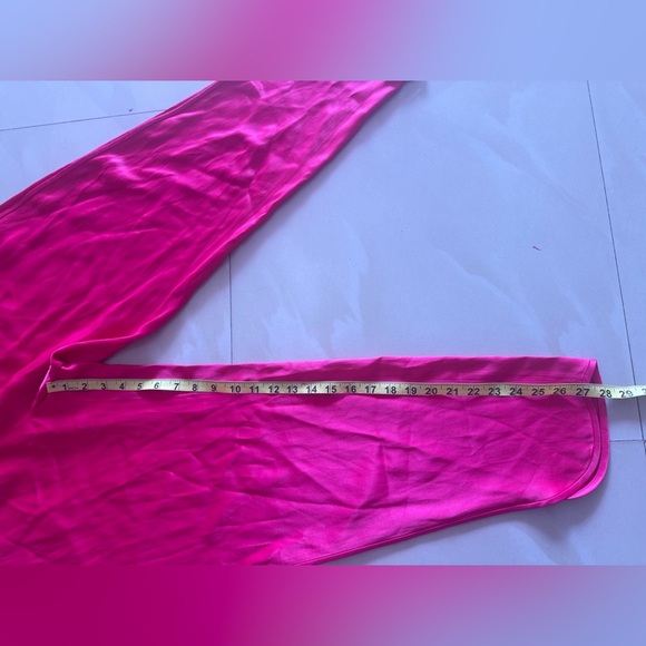 Zara Pink Magenta Elastic Waist Satin Split Hem Trousers Pants XXL hot pink - Picture 13 of 16